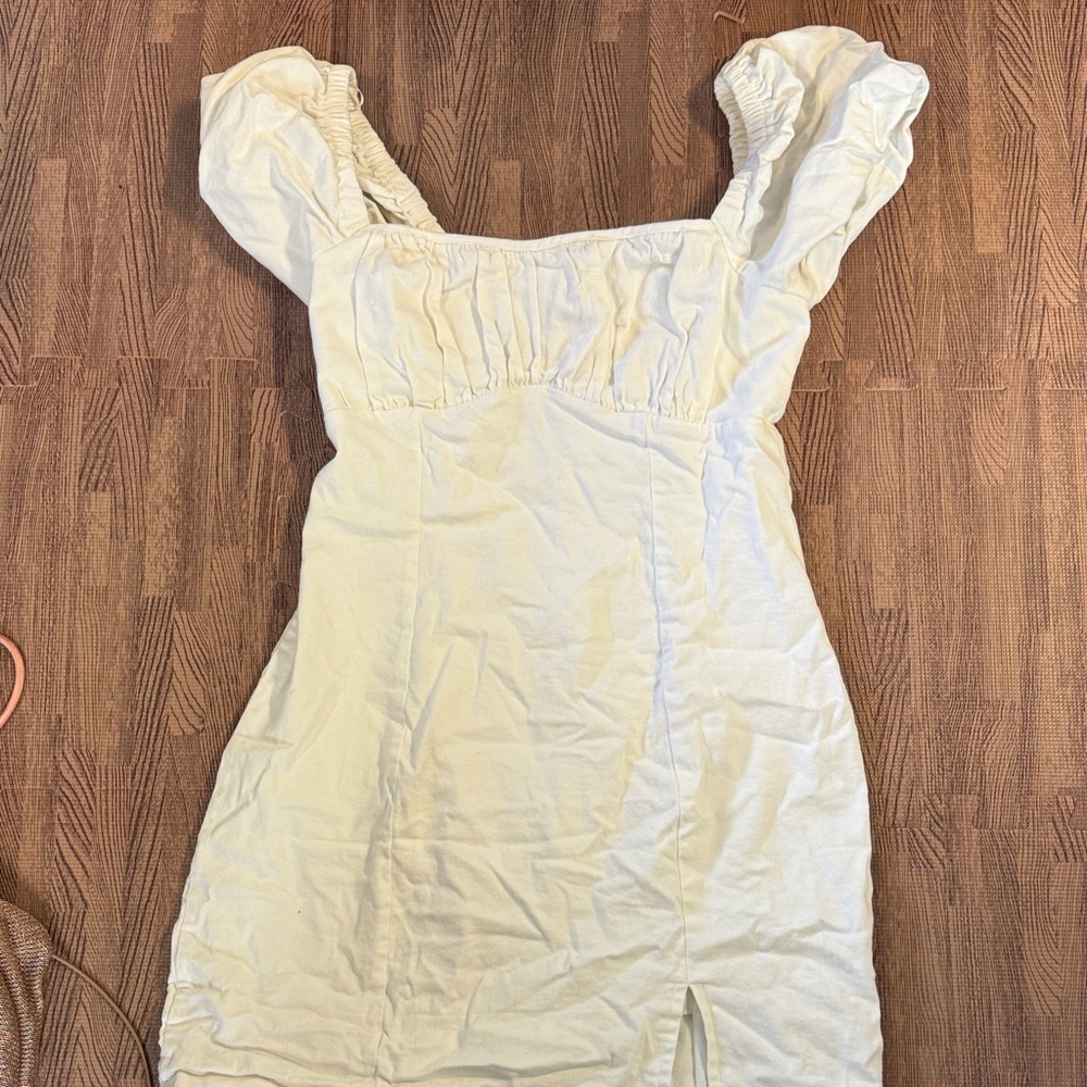 ASTER THE LABEL WHITE SLEEVED MINI DRESS SIZE SMALL